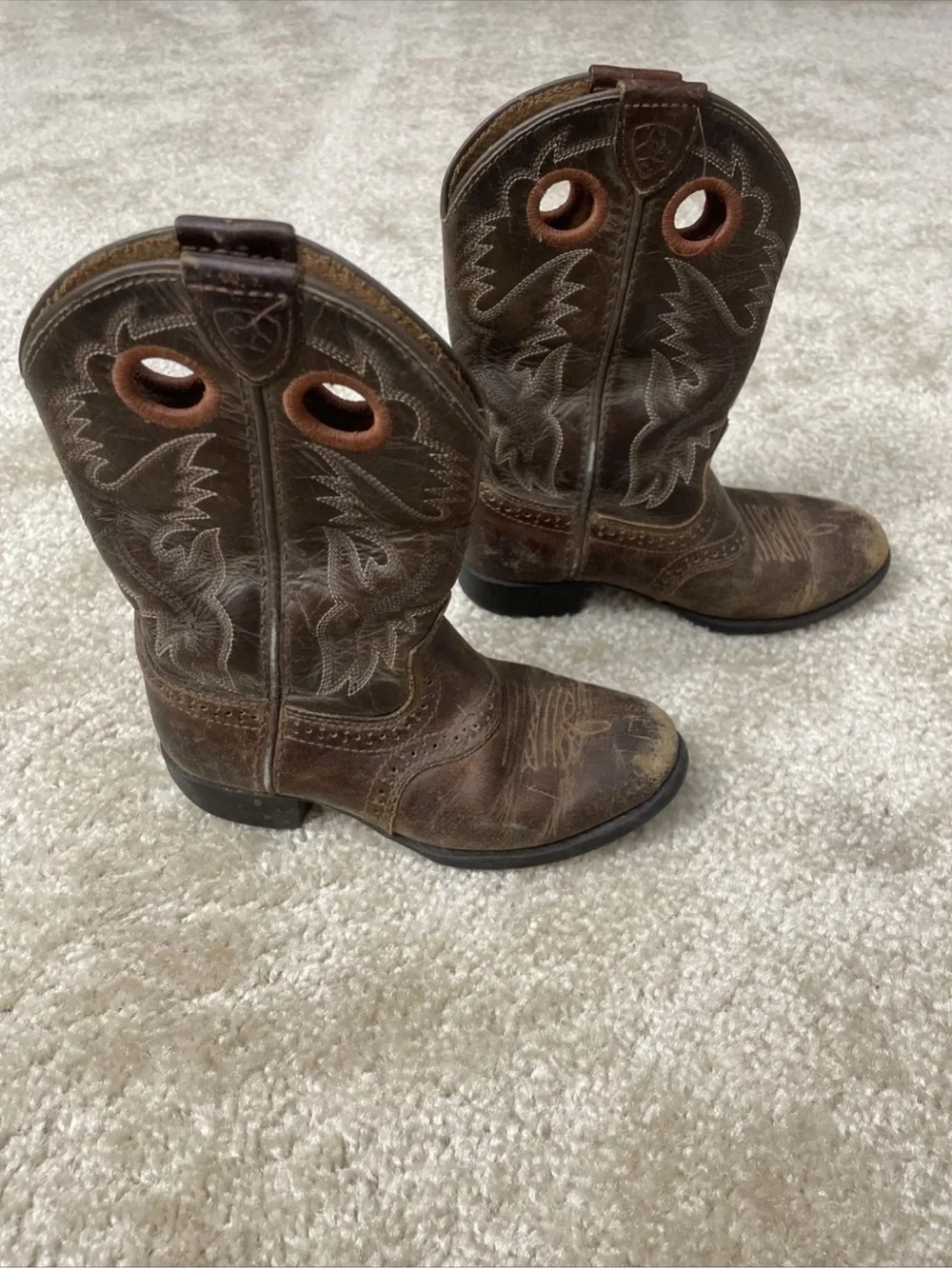 Ariat Heritage Roughstock Brown Leather Western Cowboy Boots Toddler Size 9